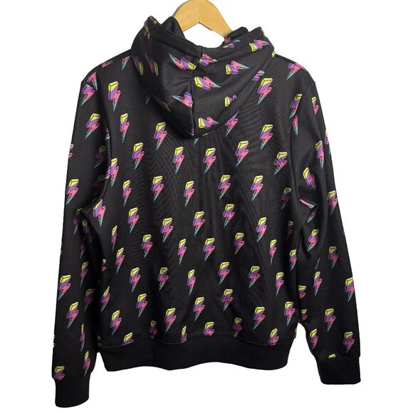 Conspiracy by WESC Unisex Black Pullover Hoodie with Lightning Bolts Mens Medium - Picture 2 of 6